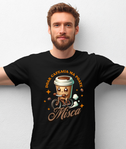 Tricou Femei, Barbati, Copii, Fata, Baiat, Unisex Personalizat „Pahar Personalizat „Doar Cafeaua Mă Mișcă” – Cadou Perfect pentru Iubitorii de Cafea și Biciclete” [1]