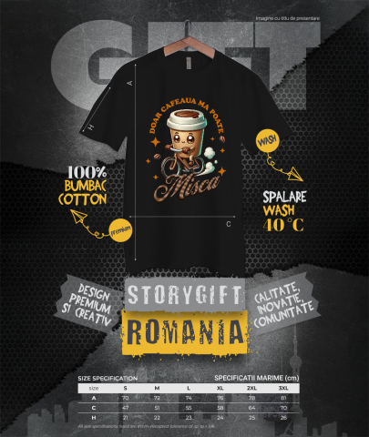 Tricou Femei, Barbati, Copii, Fata, Baiat, Unisex Personalizat „Pahar Personalizat „Doar Cafeaua Mă Mișcă” – Cadou Perfect pentru Iubitorii de Cafea și Biciclete” [3]