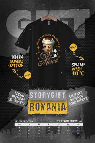Tricou Femei, Barbati, Copii, Fata, Baiat, Unisex Personalizat „Pahar Personalizat „Doar Cafeaua Mă Mișcă” – Cadou Perfect pentru Iubitorii de Cafea și Biciclete” [3]