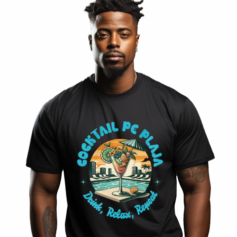 Tricou Femei, Barbati, Copii, Fata, Baiat, Unisex Personalizat "Produse personalizate pentru vacanță – Pahar de cocktail elegant cu fructe și umbrelă la piscină"