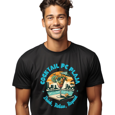 Tricou Femei, Barbati, Copii, Fata, Baiat, Unisex Personalizat "Produse personalizate pentru vacanță – Pahar de cocktail elegant cu fructe și umbrelă la piscină"