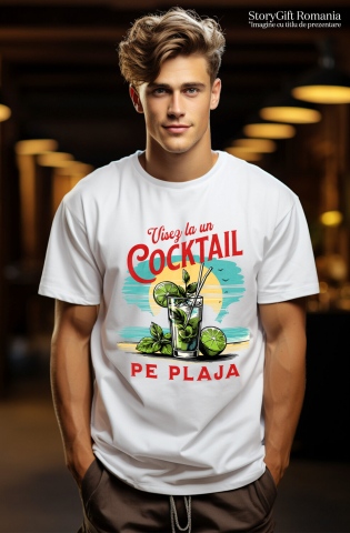Tricou Femei, Barbati, Copii, Fata, Baiat, Unisex Personalizat „Pahar Cocktail Personalizat cu Apus de Soare și Menta – Cadou pentru Vacanță și Petreceri” [1]