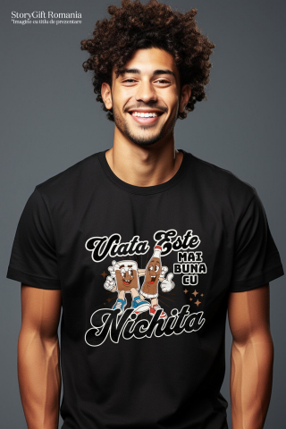 Tricou Femei, Barbati, Copii, Fata, Baiat, Unisex Personalizat Cadouri personalizate pentru prieteni – Pahar de cola și sticla de cola cu text personalizat [1]