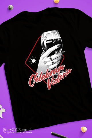 Tricou Femei, Barbati, Copii, Fata, Baiat, Unisex Personalizat „Pahar De Vin Personalizat „Celebram Victoria” – Cadou Elegant pentru Femei și Petreceri” [2]