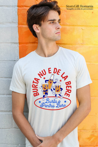 Tricou Femei, Barbati, Copii, Fata, Baiat, Unisex Personalizat „Halba și Sticla de Bere Personalizată cu Mesaj Amuzant „Burta Nu E De La Bere, Burta E Pentru Bere” - Cadou Perfect pentru Petrecere și Distracție” [1]