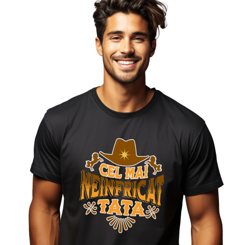 Tata - Tricou Femei, Barbati, Copii, Fata, Baiat, Unisex Personalizat Cadouri Personalizate Tata și Copii | Pălărie Cowboy, Cel Mai Neinfricat Tata, Dragoste