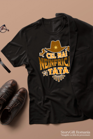 Tricou Femei, Barbati, Copii, Fata, Baiat, Unisex Personalizat Cadouri Personalizate Tata și Copii | Pălărie Cowboy, Cel Mai Neinfricat Tata, Dragoste [2]