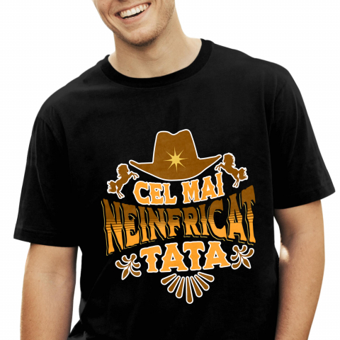 Tata - Tricou Femei, Barbati, Copii, Fata, Baiat, Unisex Personalizat Cadouri Personalizate Tata și Copii | Pălărie Cowboy, Cel Mai Neinfricat Tata, Dragoste