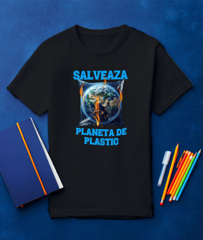 Tricou Femei, Barbati, Copii, Fata, Baiat, Unisex Personalizat "Produse ecologice personalizate – Pământ Terra în pungă de plastic, protejează mediul" [2]