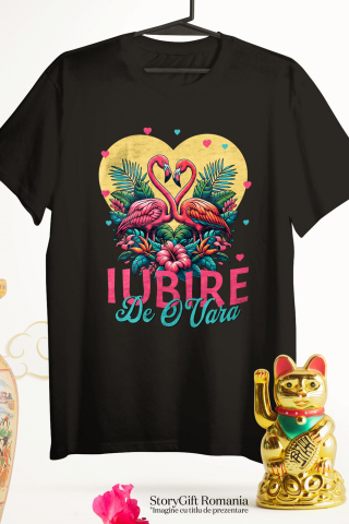 Tricou Femei, Barbati, Copii, Fata, Baiat, Unisex Personalizat Tricou Personalizat Flamingo Dragoste – Iubire de O Vară | Cadou Romantic Valentine's Day [2]