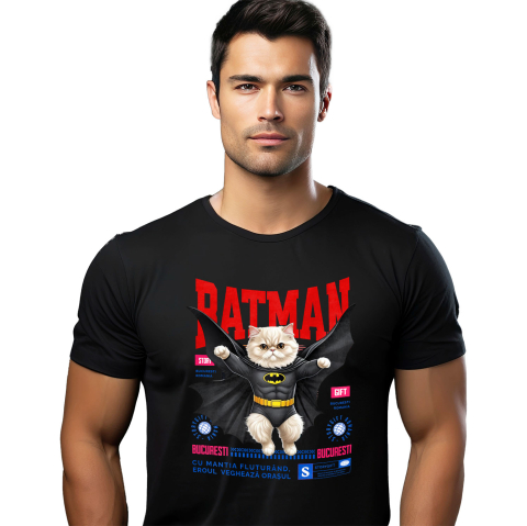 SuperEroi si Personaje TV - Tricou Femei, Barbati, Copii, Fata, Baiat, Unisex Personalizat Pisica Persană în Costum de Batman – Supererou Haioasă pentru Iubitorii de Pisici și Copii