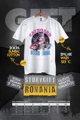 Tricou Femei, Barbati, Copii, Fata, Baiat, Unisex Personalizat Pisica Cu Skateboard – Ținută Asiană Urbană – Stay Cool – Cadou Personalizat Pentru Familie și Iubitorii De Pisici [3]