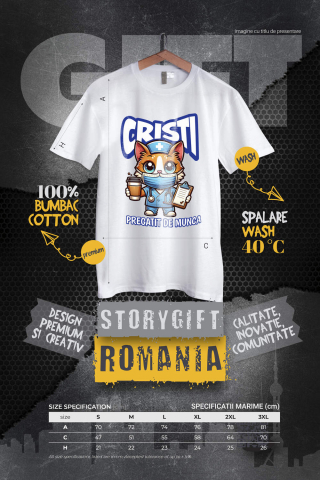 Tricou Femei, Barbati, Copii, Fata, Baiat, Unisex Personalizat Pisică Doctor Cu Cafea – Design Amuzant pentru Cadouri Personalizate [3]
