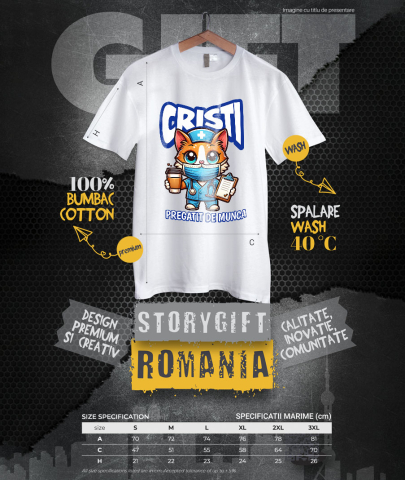Tricou Femei, Barbati, Copii, Fata, Baiat, Unisex Personalizat Pisică Doctor Cu Cafea – Design Amuzant pentru Cadouri Personalizate [3]