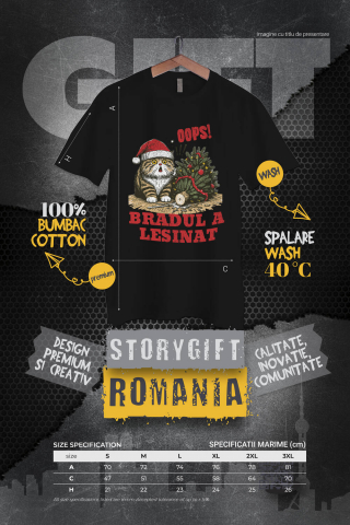 Tricou Femei, Barbati, Copii, Fata, Baiat, Unisex Personalizat Tricou Personalizat Crăciun – Pisică Amuzantă și Brad Răsturnat [3]