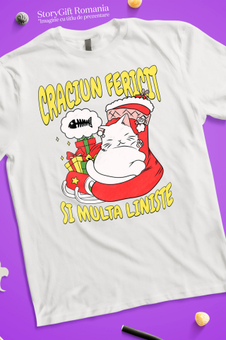 Tricou Femei, Barbati, Copii, Fata, Baiat, Unisex Personalizat Tricou Personalizat Crăciun – Pisică Amuzantă și Mesaj Haios [2]