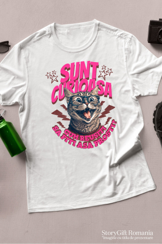 Tricou Femei, Barbati, Copii, Fata, Baiat, Unisex Personalizat „Cadouri personalizate haioase cu pisică zâmbitoare și mesaje sarcastice pentru familie și prieteni” [2]