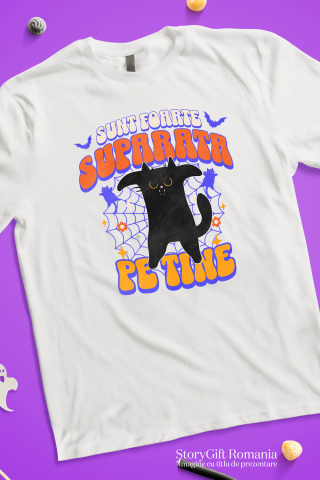 Tricou Femei, Barbati, Copii, Fata, Baiat, Unisex Personalizat Costum Pisică Horror Halloween | Pisica Furioasă pentru Petrecerea de Halloween [2]