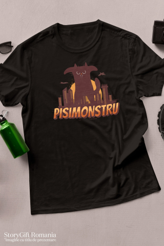 Tricou Femei, Barbati, Copii, Fata, Baiat, Unisex Personalizat Pisica Imensă Neagră cu Text PisiMonstru – Cadou Personalizat pentru Iubitorii de Motani și Pisici [2]
