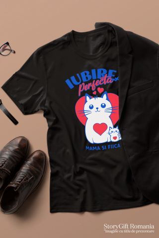 Tricou Femei, Barbati, Copii, Fata, Baiat, Unisex Personalizat "Iubirea Perfectă Mama și Fiică – Cadouri Personalizate cu Pisica Mama și Pui" [2]