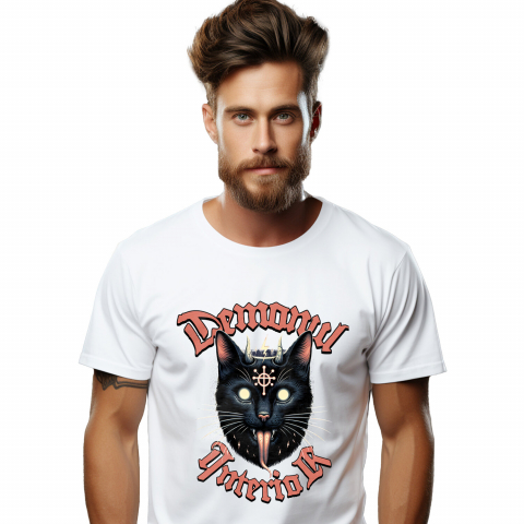 PISICI - Tricou Femei, Barbati, Copii, Fata, Baiat, Unisex Personalizat Pisica Neagră Stil Iluminați Halloween – Cadou „Demonul Interior” pentru Iubitorii De Pisici și Halloween