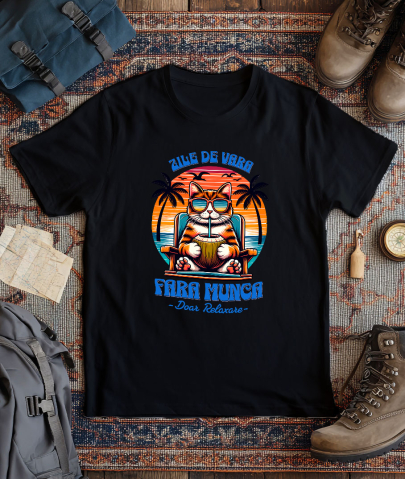 Tricou Femei, Barbati, Copii, Fata, Baiat, Unisex Personalizat Pisică Relaxată Pe Sezlong – Cadou Personalizat Pentru Familie & Prieteni [2]