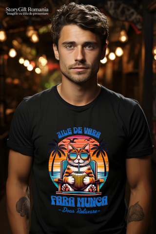 Tricou Femei, Barbati, Copii, Fata, Baiat, Unisex Personalizat Pisică Relaxată Pe Sezlong – Cadou Personalizat Pentru Familie & Prieteni [1]