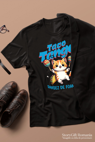 Tricou Femei, Barbati, Copii, Fata, Baiat, Unisex Personalizat Pisica Portocalie Cu Tacos – Taco Tango – Dans Mexican Amuzant – Cadou Personalizat Iubitorilor De Pisici [2]