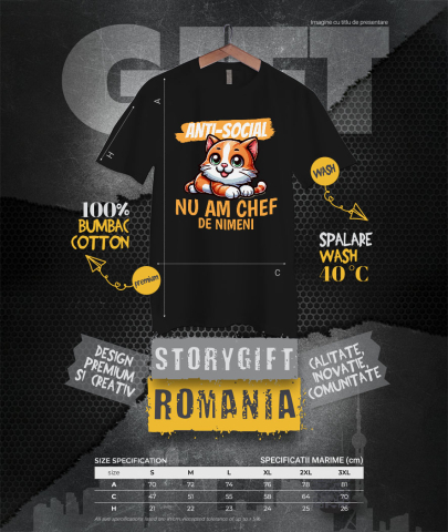 Tricou Femei, Barbati, Copii, Fata, Baiat, Unisex Personalizat Pisica Portocalie Vesela Cu Ochi Verzi – Cadou Amuzant Personalizat Anti-social pentru Familie și Prieteni [3]