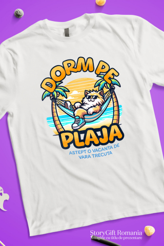 Tricou Femei, Barbati, Copii, Fata, Baiat, Unisex Personalizat Pisică Pufoasă Pe Plajă – Cadou Personalizat Funny Pentru Familie & Prieteni [2]