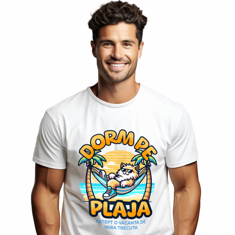 Tricou Femei, Barbati, Copii, Fata, Baiat, Unisex Personalizat Pisică Pufoasă Pe Plajă – Cadou Personalizat Funny Pentru Familie & Prieteni