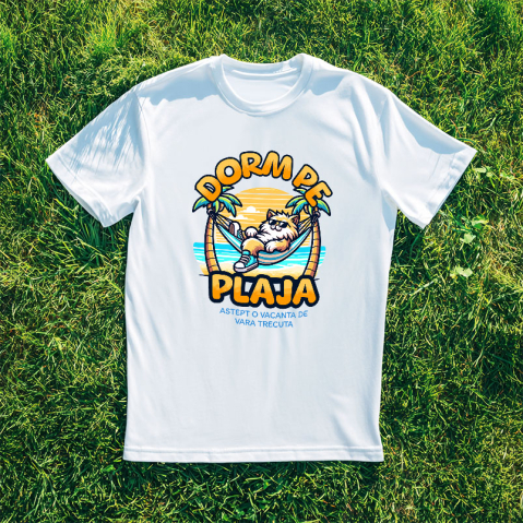 Tricou Femei, Barbati, Copii, Fata, Baiat, Unisex Personalizat Pisică Pufoasă Pe Plajă – Cadou Personalizat Funny Pentru Familie & Prieteni [2]