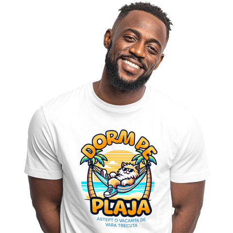 Tricou Femei, Barbati, Copii, Fata, Baiat, Unisex Personalizat Pisică Pufoasă Pe Plajă – Cadou Personalizat Funny Pentru Familie & Prieteni
