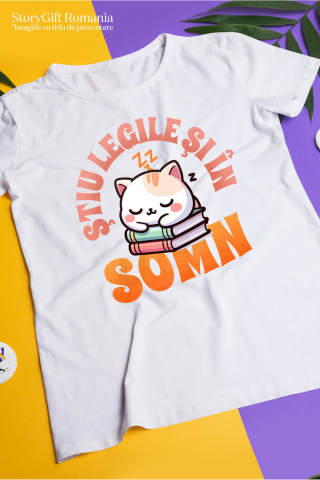 Tricou Femei, Barbati, Copii, Fata, Baiat, Unisex Personalizat Tricou Pisica Somnoroasă - "Știu Legile Și În Somn" | Cadou Amuzant pentru Iubitorii de Pisici și Educație [2]