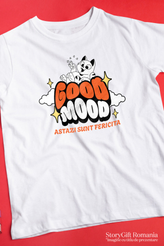 Tricou Femei, Barbati, Copii, Fata, Baiat, Unisex Personalizat "Pisica Veselă 'Astăzi Sunt Fericită' - Cadou Personalizat pentru Copii și Familie" [2]