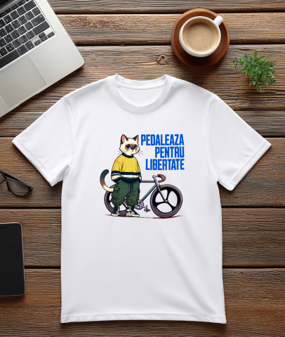 Tricou Femei, Barbati, Copii, Fata, Baiat, Unisex Personalizat Pisică Modernă pe Bicicletă – Design Haios pentru Cadouri Personalizate [2]