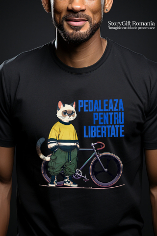 Tricou Femei, Barbati, Copii, Fata, Baiat, Unisex Personalizat Pisică Modernă pe Bicicletă – Design Haios pentru Cadouri Personalizate [1]