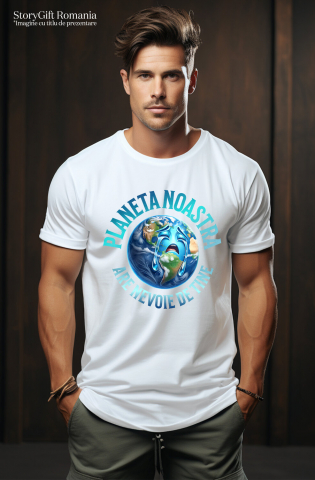 Tricou Femei, Barbati, Copii, Fata, Baiat, Unisex Personalizat "Produse personalizate ecologice – Planeta Pământ plângând, protejează natura pentru viitor" [1]