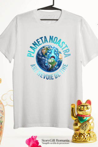 Tricou Femei, Barbati, Copii, Fata, Baiat, Unisex Personalizat "Produse personalizate ecologice – Planeta Pământ plângând, protejează natura pentru viitor" [2]