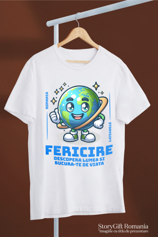 Tricou Femei, Barbati, Copii, Fata, Baiat, Unisex Personalizat "Produse personalizate pentru vacanță – Planeta Pământ veselă și fericire" [2]