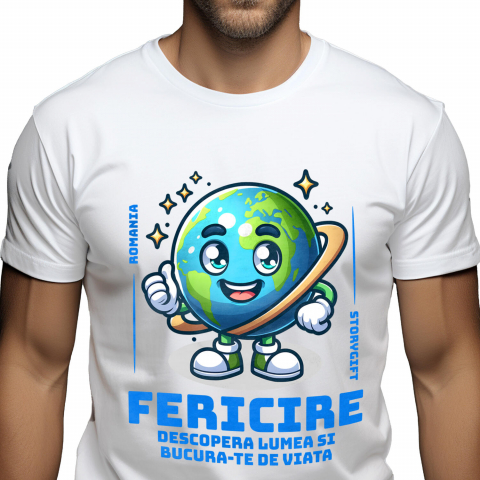 Tricou Femei, Barbati, Copii, Fata, Baiat, Unisex Personalizat "Produse personalizate pentru vacanță – Planeta Pământ veselă și fericire"