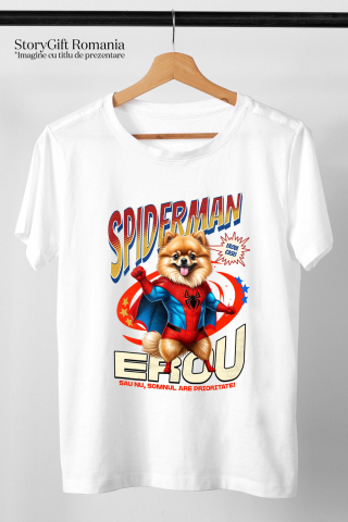 Tricou Femei, Barbati, Copii, Fata, Baiat, Unisex Personalizat Pomeranian în Costum Spider-Man - Cadou Personalizat pentru Copii și Familie [2]