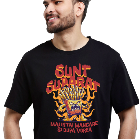 Mancare - Tricou Femei, Barbati, Copii, Fata, Baiat, Unisex Personalizat Cartofi prăjiți furioși în flăcări | Cadou personalizat amuzant pentru familie și prieteni