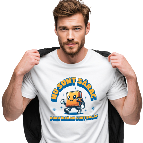 Tricou Femei, Barbati, Copii, Fata, Baiat, Unisex Personalizat Portofel Mergător Vesel – „Nu Sunt Sărac, Doar Încă Nu Sunt Bogat” – Cadou Personalizat pentru Familie, Tati, Copii, Prieteni