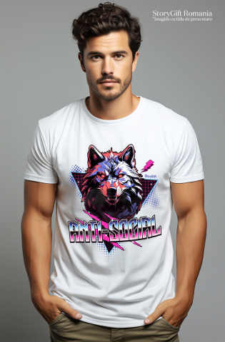 Tricou Femei, Barbati, Copii, Fata, Baiat, Unisex Personalizat „Portret personalizat lup furios cu colți și ochii roșii – Cadouri pentru fani horror” [1]