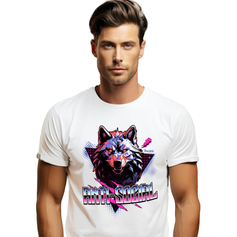 Tricou Femei, Barbati, Copii, Fata, Baiat, Unisex Personalizat „Portret personalizat lup furios cu colți și ochii roșii – Cadouri pentru fani horror”