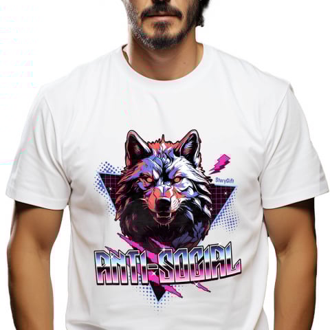 ANIMALE - Tricou Femei, Barbati, Copii, Fata, Baiat, Unisex Personalizat „Portret personalizat lup furios cu colți și ochii roșii – Cadouri pentru fani horror”