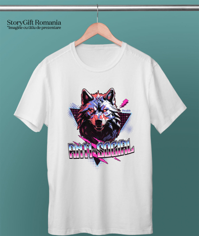 Tricou Femei, Barbati, Copii, Fata, Baiat, Unisex Personalizat „Portret personalizat lup furios cu colți și ochii roșii – Cadouri pentru fani horror” [2]