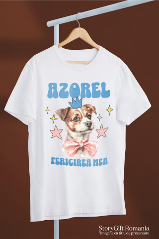 Tricou Femei, Barbati, Copii, Fata, Baiat, Unisex Personalizat Azorel Fericirea Mea – Portret Animat Câine Regal | Cadou Personalizat [2]