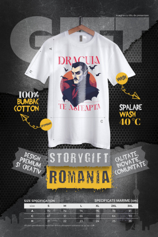 Tricou Femei, Barbati, Copii, Fata, Baiat, Unisex Personalizat Portret Dracula Cu Pelerină | Cadouri Personalizate Halloween Vlad Țepeș [3]